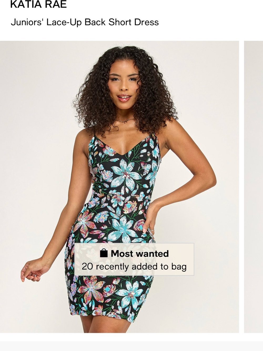 Katia Rae- Black Floral Lace-Up Back Short Dress